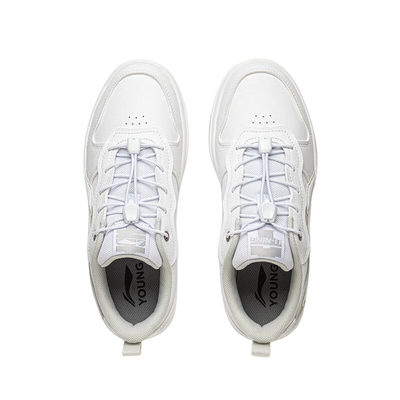 Li Ning Kids Trail Sports Lifestyle Series Comfortable Versatile Non-Slip Wear-Resistant Low-Top Kids Skate Shoes Kids Sneakers White YKCV020-11