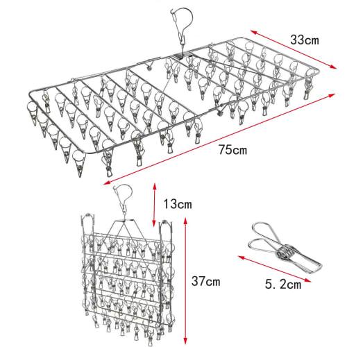 Anpromee Folding Clothes Pinch Hanger, 70+10 Clothes Pinch, Stainless Steel, Large Capacity with Spare Clothes Pinch