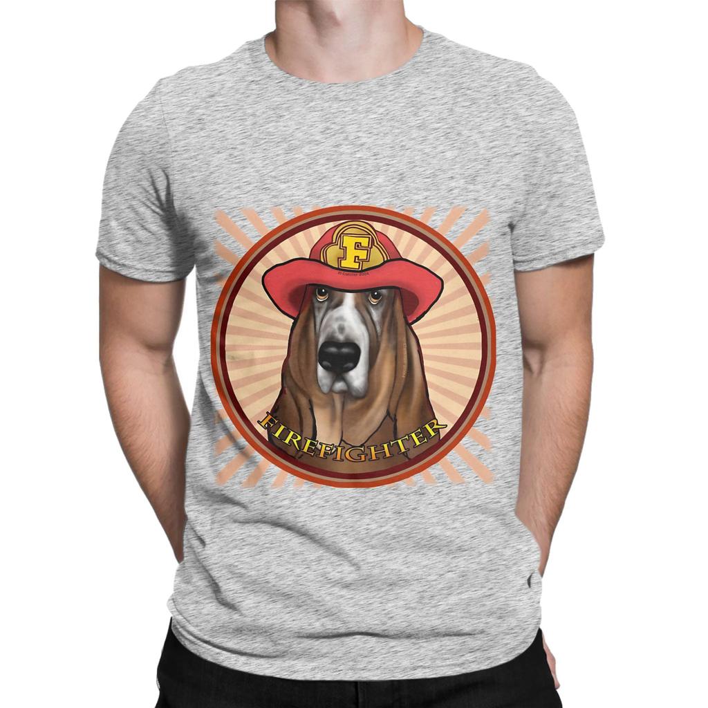 Hound dog Firefighter Novelty 100 Cotton TShirt Sparky the Fire Dog Tops Tees For Unisex