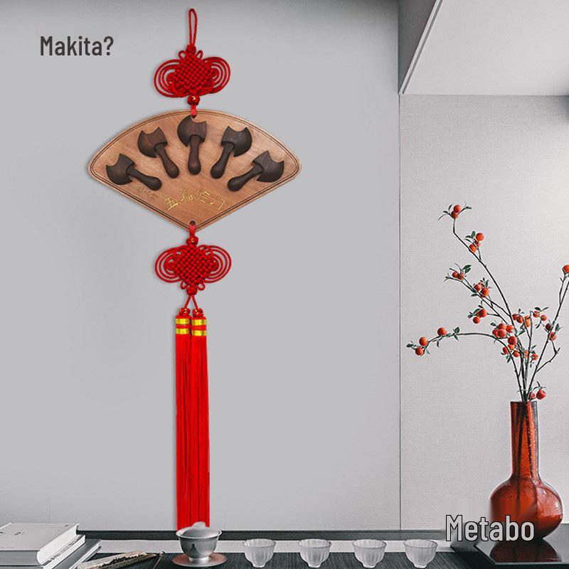 High-Quality Large Peach Wood Chinese Fu Character Hanging Decor for Living Room Entrance - Ideal Housewarming Gift