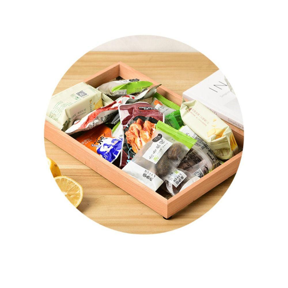 Simple Begonia Embossed Glass Tray Wooden Storage Display Plates Multi-Function Tea Tray  Desk