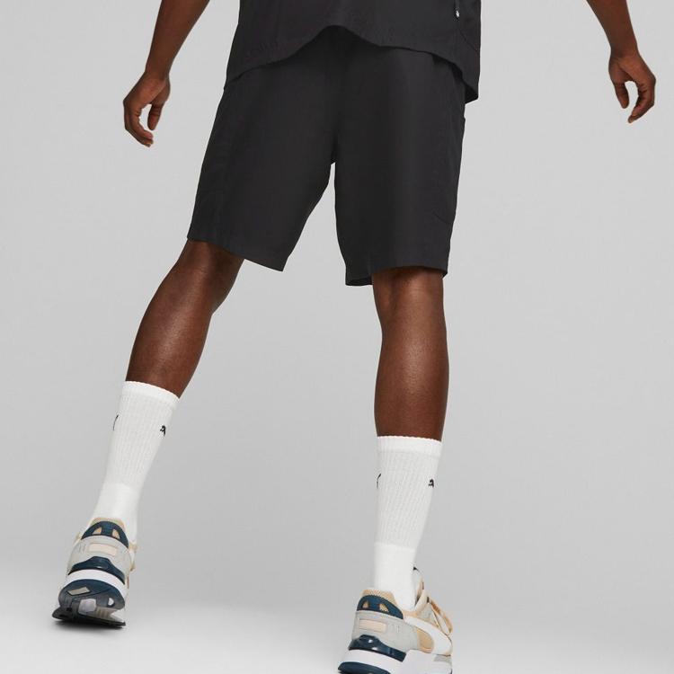 Puma Solid Color Elastic Waist Straight Leg Sports Shorts Men shorts Black 620640-01