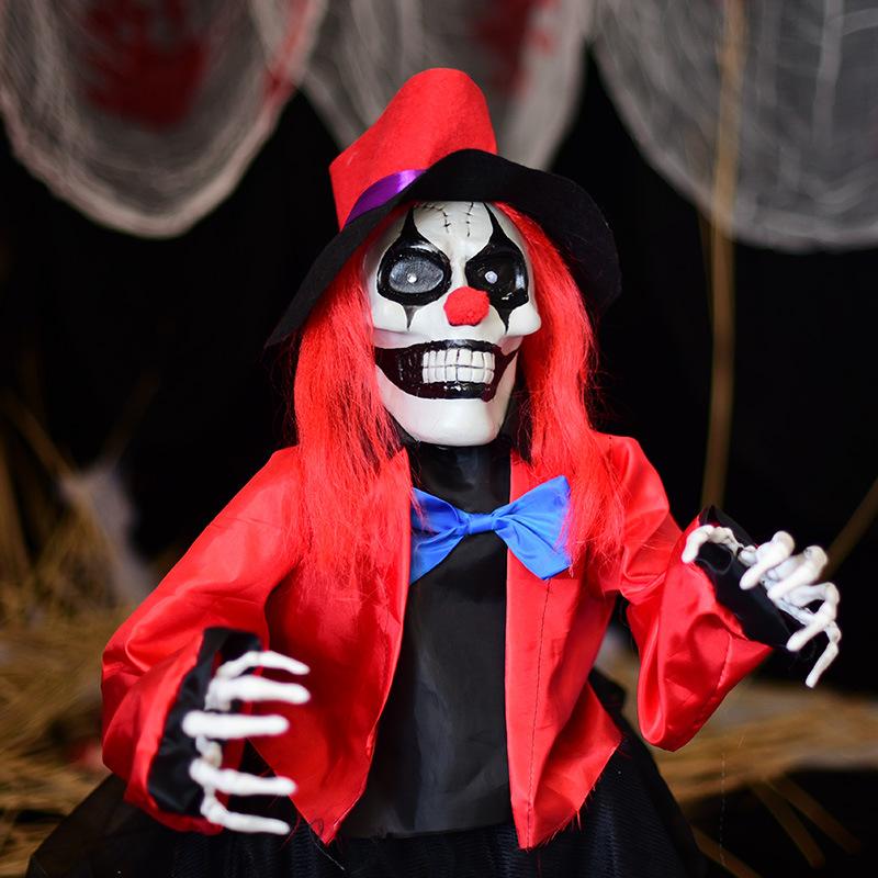 Screaming LED Clown Ground Stake Halloween Motion Activated Animatronic Yard Prop Weatherproof Terror Decoration Instant Setup