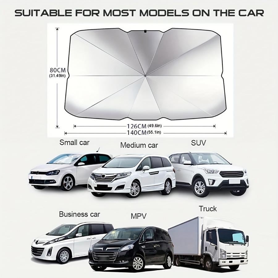 Retractable UV Protection Car Sunshade - Foldable Windshield Umbrella 