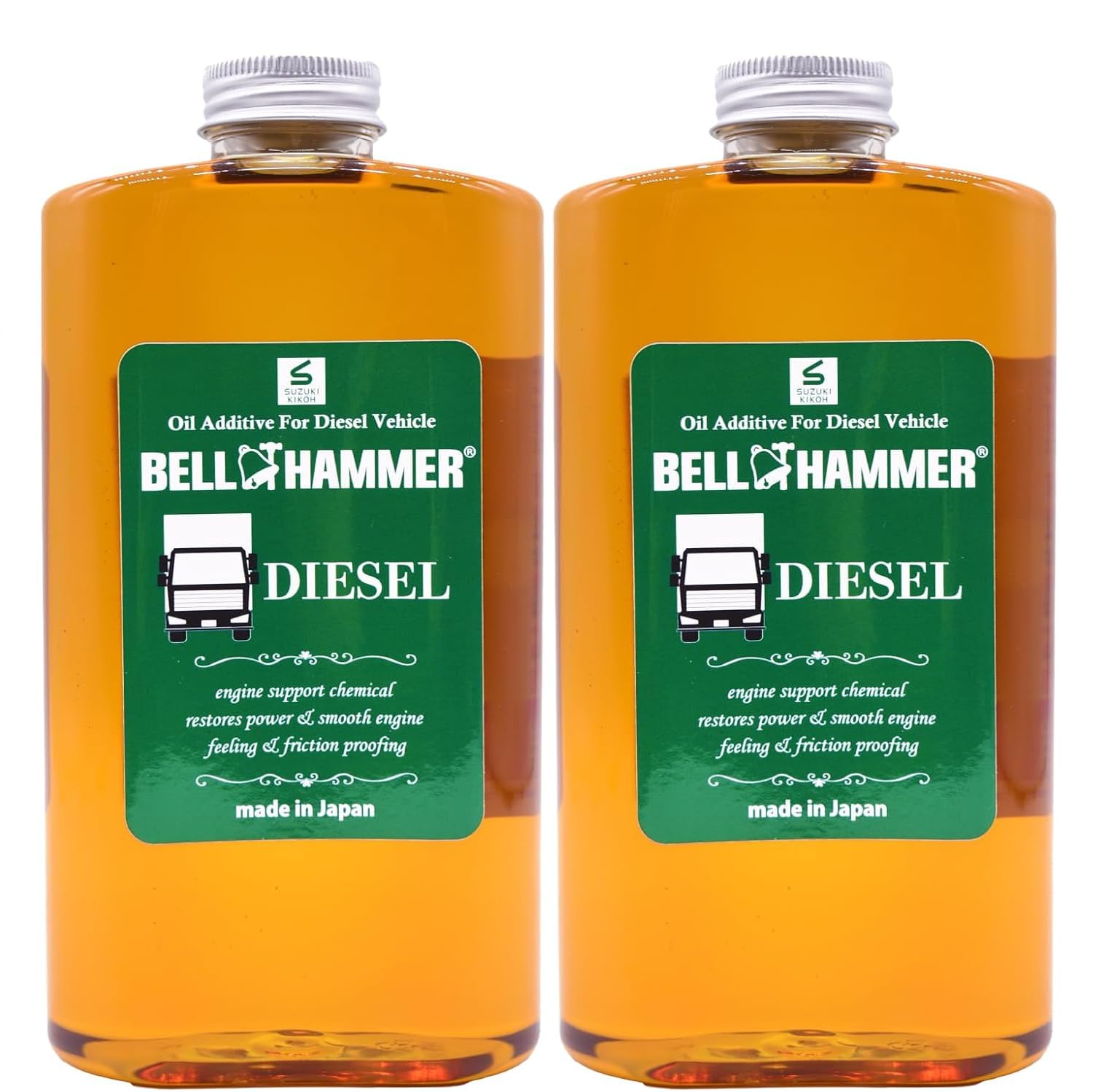 

Suzuki Kiko Bell Hammer Diesel Engine Oil Additive (450ml x 2 Bottles) [Quiet, Fuel-Efficient, Diesel-Specific]