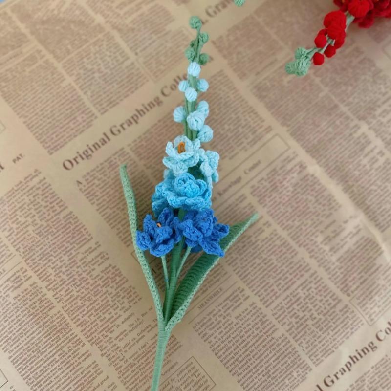 Handgjord Stickad Färgglad Grenbukett Blomma Ull Virkad Blomsterbukett Gåva För Hem Vas Bröllopsdekoration Partihandel