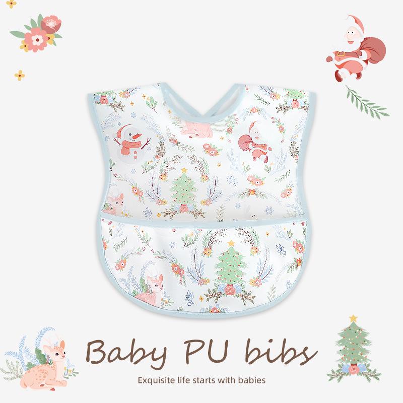 Waterproof Cotton Baby Apron: Stain-Resistant PU Reversible Bib with Pocket for Toddlers and Infants.