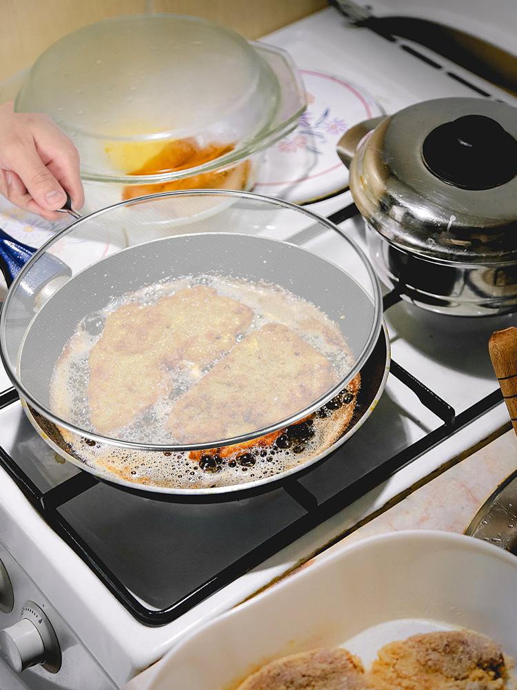 Cooking 3Pcs Frying Stainless Steel Anti Splatter Guard Oil Net Grease Splatter Screen Pan Mesh Guard Screen Splash Cover set