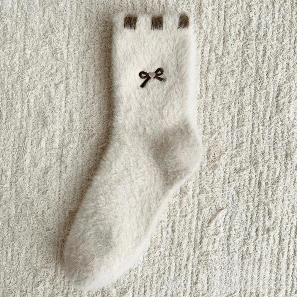 Anti-slip Mink Velvet Socks Cartoon Fluffy Mid Socks Soft Floor Plush Sock