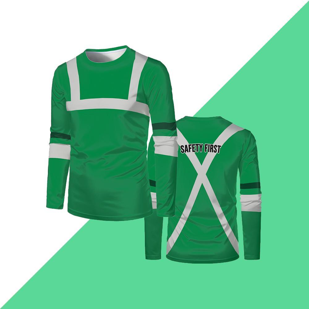 Safety Workwear Outdoor Worker Safety-first Printed Long-sleeved T-shirt Autumn Men's Loose Round Neck Work Shirt