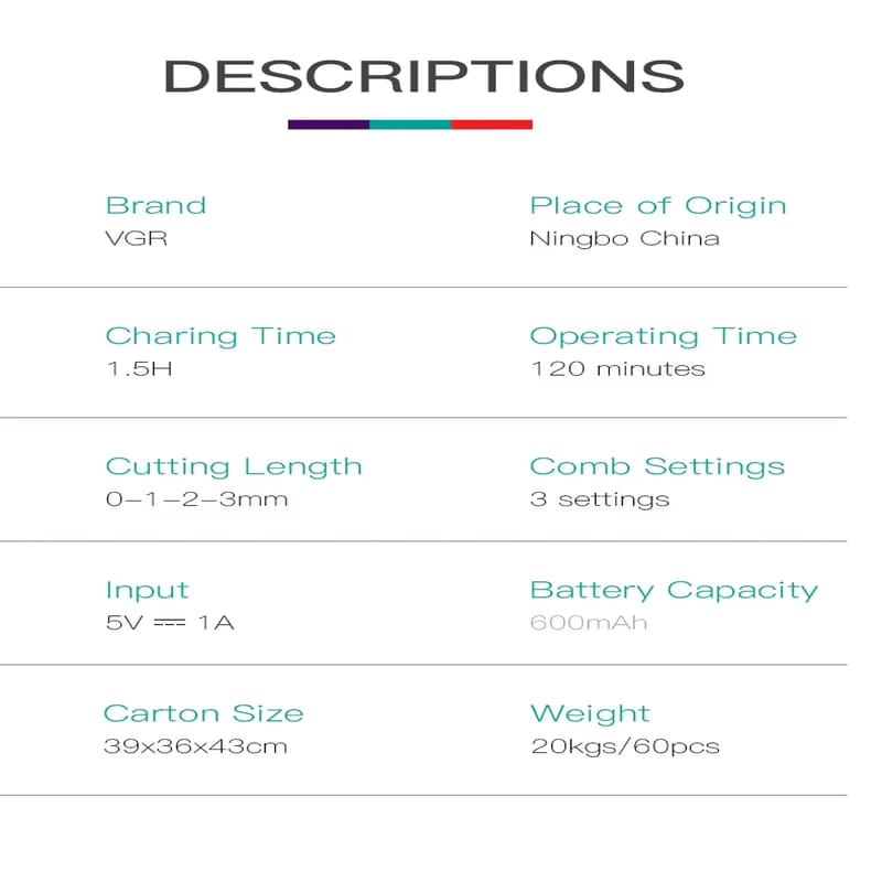 VGR Mini Lightweight Hair Clipper Cordless Electric Hair Clipper Professional Electronic Digital Display Hair Clipper Men's Trimmer