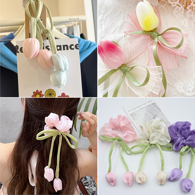 20 Tulip Ribbon, Simulated Flower Bow Ribbon, Hairpin Jewelry Additions, Clothing Bag Belt Additions, For Gift Packaging