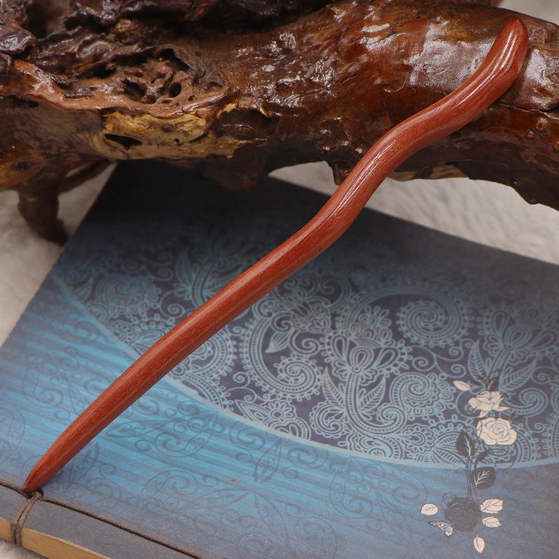 Modern & Ancient Style Peach and Sandalwood Hairpins for Women - Wooden Hair Bun Pins, New Chinese Style