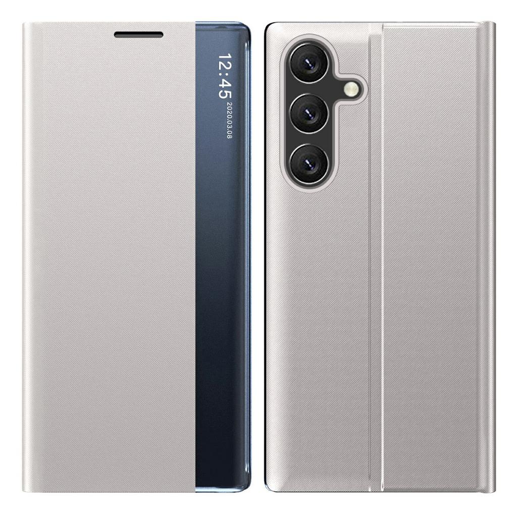 Capa para Samsung Galaxy S26 com Janela de Visualização Resistente a Arranhões em Couro PU com Flip e Suporte