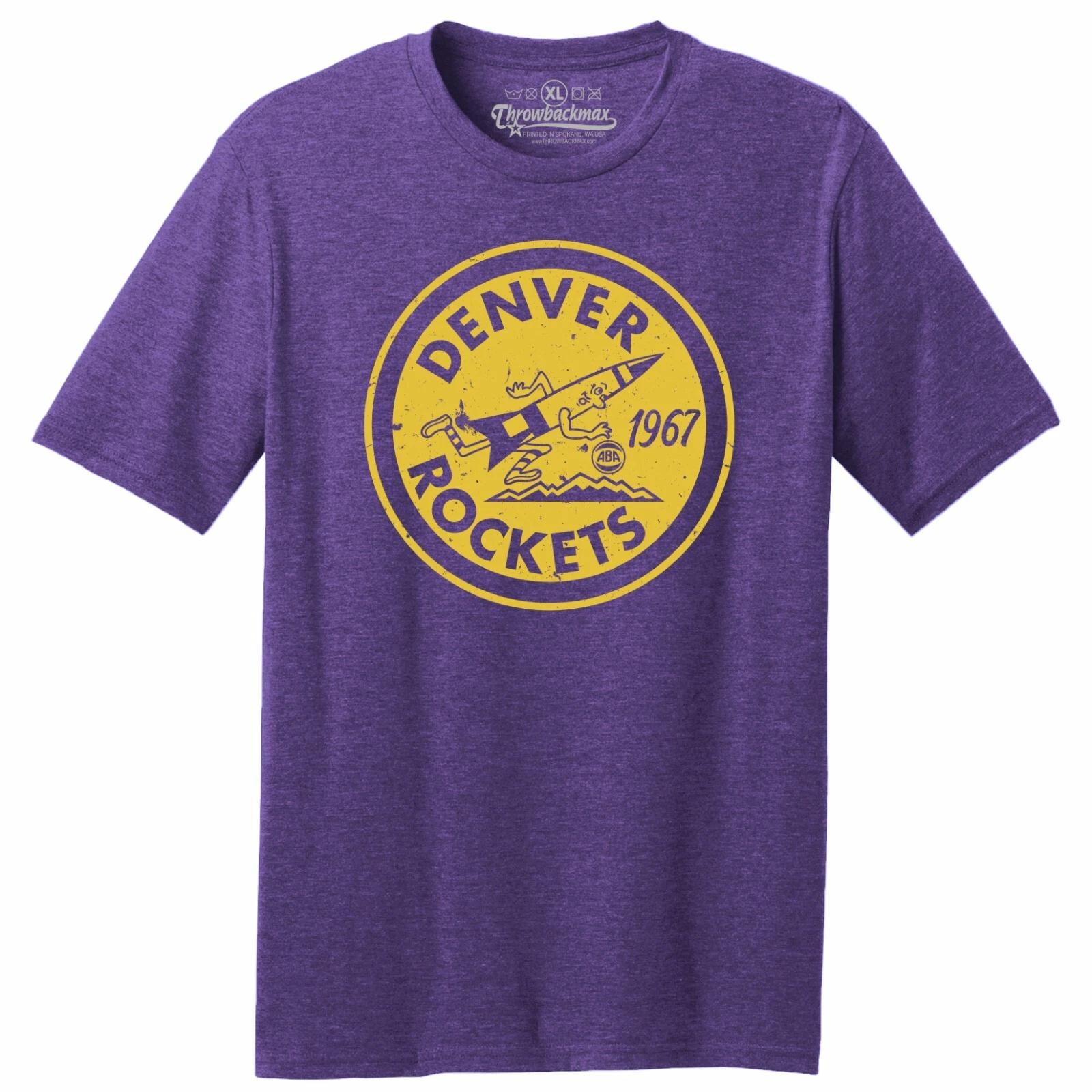 Denver Rockets 1967 ABA Logo Basketball TRI-BLEND Tee Shirt - Purple Heather XL