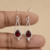 Garnet Quartz Pear Earrings, 925 Sterling Silver Dangle Earrings, Gemstone Jewelry