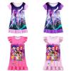 Kpop Demon Hunters Cotton Short Sleeve Sleep Dress For Kids Summer Wear