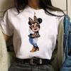 Cute T-Shirt Cartoon Tees Mickey Mouse Leopard Print Minnie Print White Short Sleeves Round Neck Tops Y2k Unisex