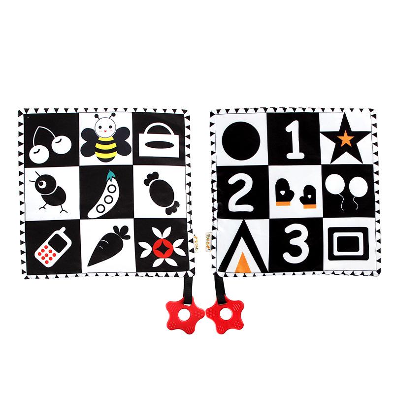 Aipinqi Baby Comfort Toy: Black & White Square Towel with Teether Ring