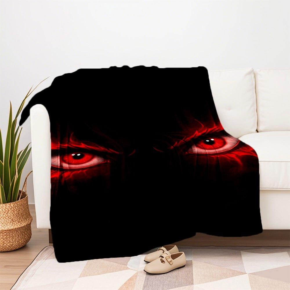 "Fiery Red Eyes Phone Wallpaper"Blanket Flannel Throw Blanket for Sofa, Bed, Travel, Camping, Office