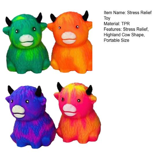 Highland Cow Squeeze Toy Stress Relief Mini Highland Cattle Sensory Fidget Toy Finger Exercise Hand Relaxation Tools Party Favors