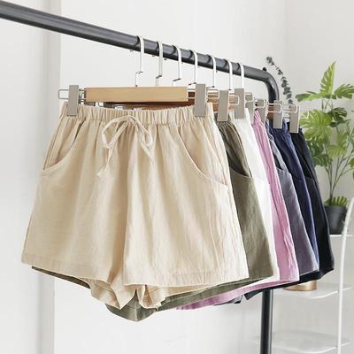 2022 Damen Baumwollleinen Casual Sommer Shorts mit weitem Bein und hohem Bund im koreanischen Stil, schlankmachend
