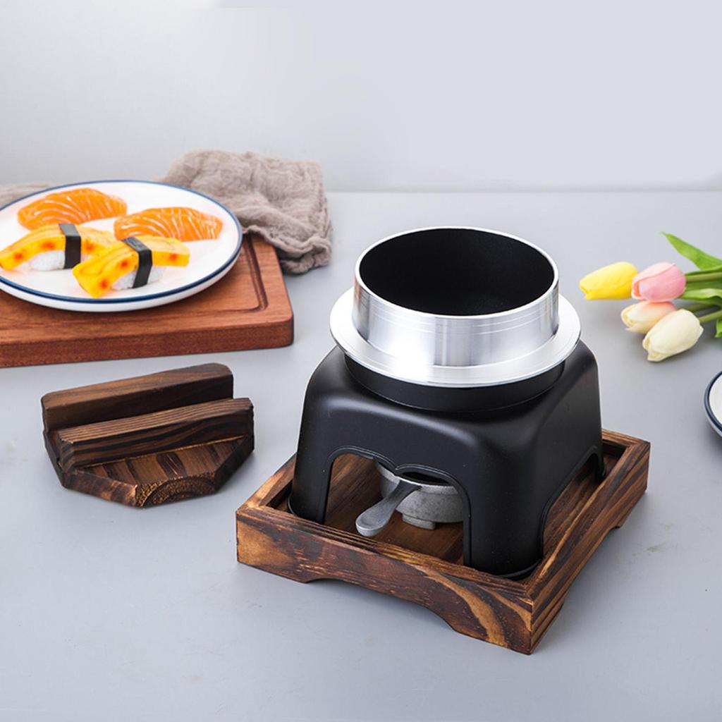 Japoński Garnek do Ryżu Nieprzywierający z Drewnianą Pokrywką i Tacą na Kemping Pikniki