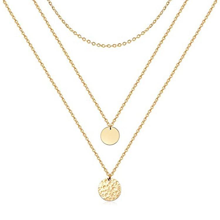 Women's Fashionable Alloy Necklace with Double Round Pendant