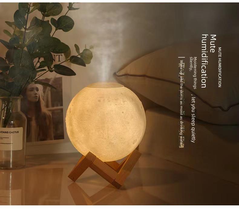 3D Moon Lamp Humidifier: 880ml USB-Powered Night Light for Home & Office