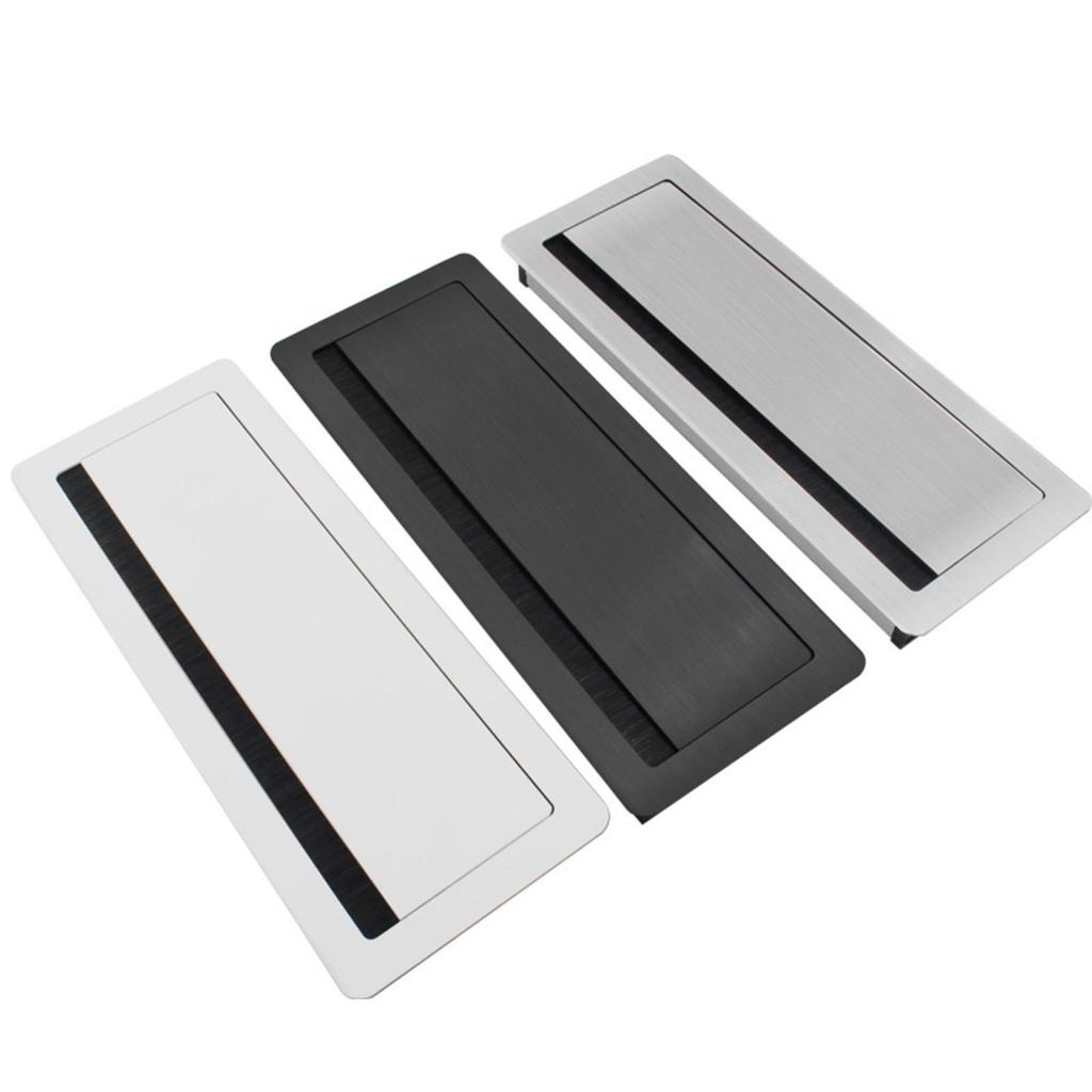 Rectangular Aluminum Desk Cable Grommet Damped with Hinged FlipLid Fit for Office