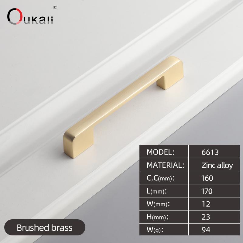 Oukali  New Design Zinc Alloy Pulls 96 128 192mm Home Furniture Hardware Kitchen Cabinet Dresser Drawer Door Pull Handles
