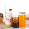 16Oz Glass Cup With Lid And Transparent Straw Bubble Tea Cup Glass Beer Can Milk Mocha Cups Set Breakfast Mug Drinkware