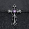 Retro Punk Cross Pendant Necklace – European & American Style, Hollow Inlay Design, Key Personality Sweater Chain Accessory.