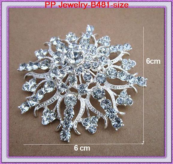 Luxury Silver-Plated Crystal Flower Brooch - Large Alloy Corsage Accessory