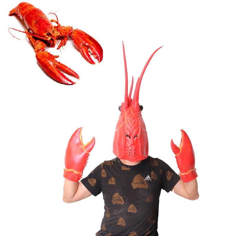 Dragon Lobster Head Mask Creative Latex Gloves For Stage Performance Festive Cosplay Accessories