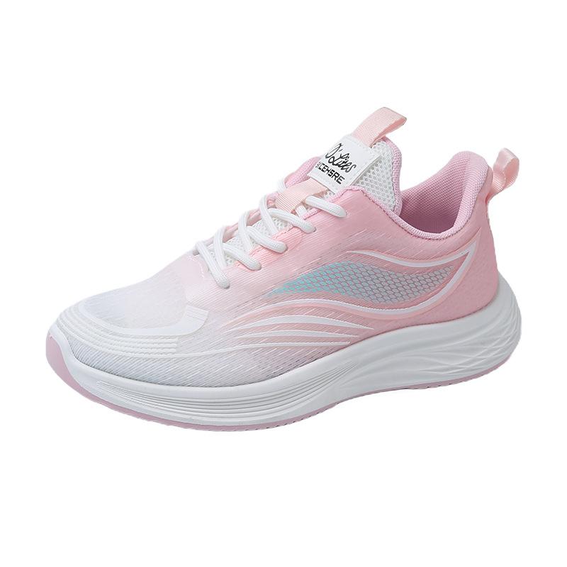 

Новая женская весенняя студенческая спортивная обувь для бега из нового тканого материала, повседневная обувь на высокой толстой подошве 40 розовый