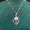 Literary and Retro Court Style Pendant, Natural Stone High-end Water Drop Dragon Crystal Turquoise Necklace.