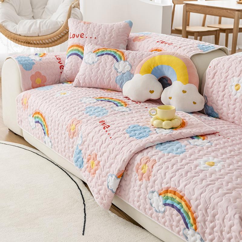 Plaid Sofa Cushion Four Seasons Universal Non-Slip Simple Modern All-Inclusive Anti-Scratching Cute Cushion Set Cover Cloth