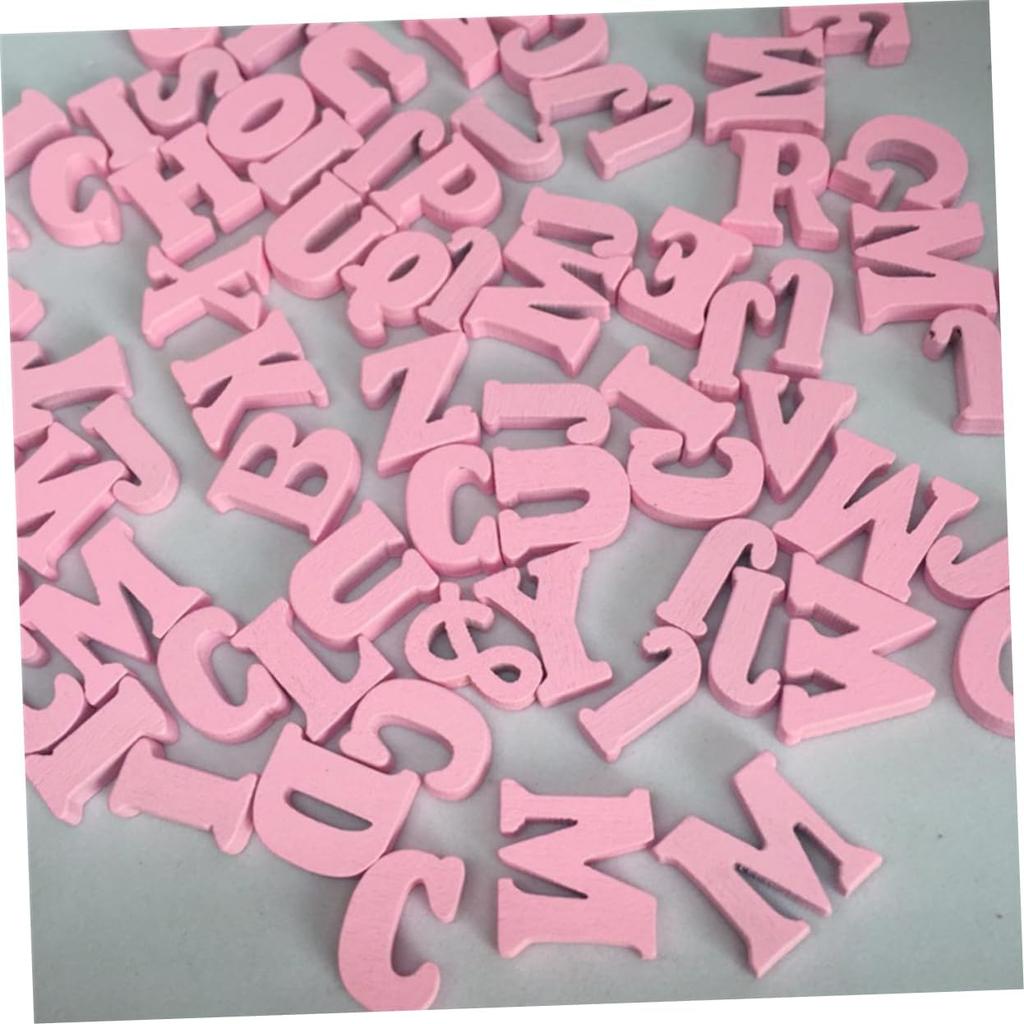 100pcs Wooden Letters Craft Wood Letters Wood Decor Wood Craft Shapes Letter Embellishments Wooden Letter Shapes Wedding Decoration Pink Crafts