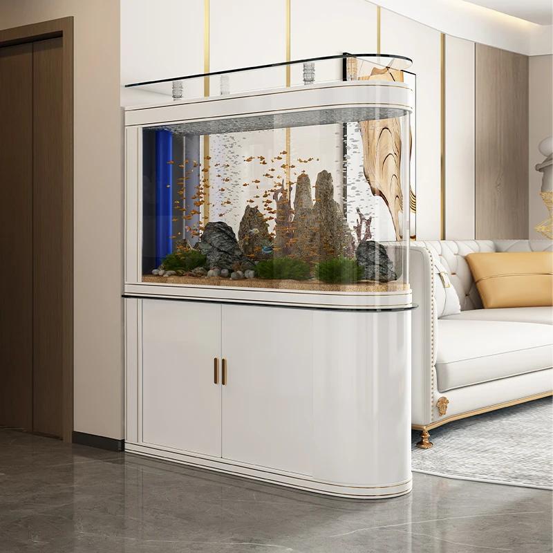 HLZ bottom filter living room floor-to-ceiling household water-free partition screen fish tank