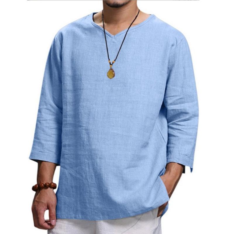Fogn Trade Autumn New Men's Pullover Solid Color Casual Loose Pullover T-shirt Loose Versatile Pullover Shirt