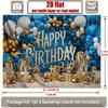 2D Alles Gute zum Geburtstag Hintergrundtuch Blaue Goldene Luftballons und Geschenke Wanddeko
