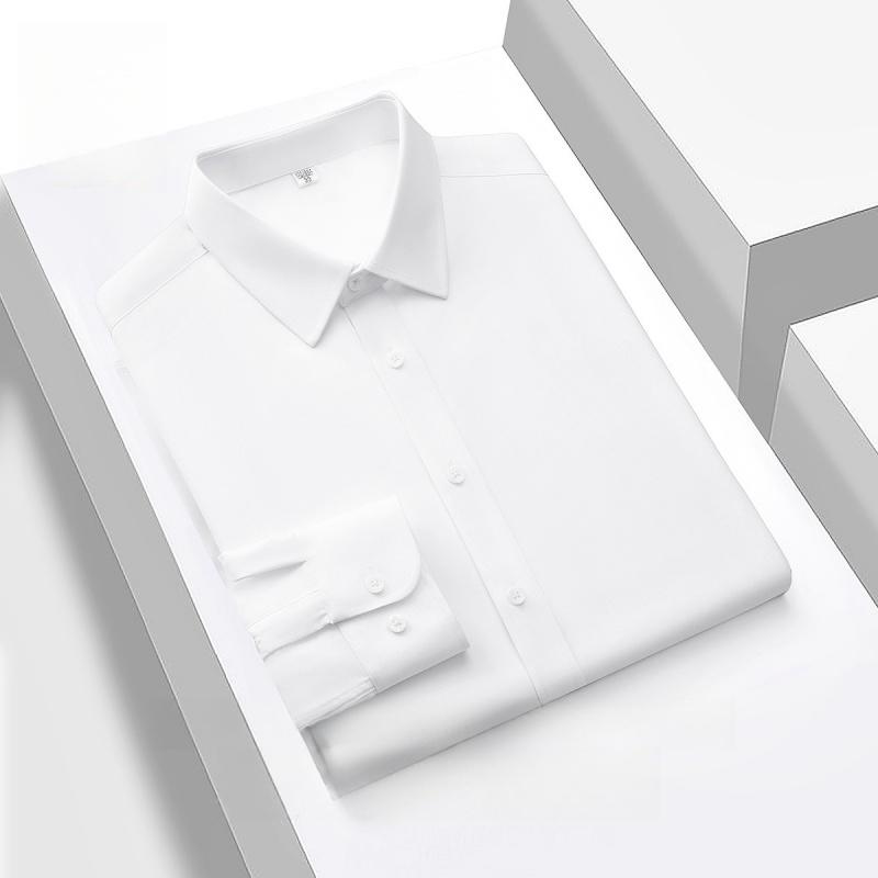 New Anti-Wrinkle Mens Shirts Long Sleeve Dress Shirt For Slim Fit Camisa Social Business Blouse Formal Office White Blue Shirt