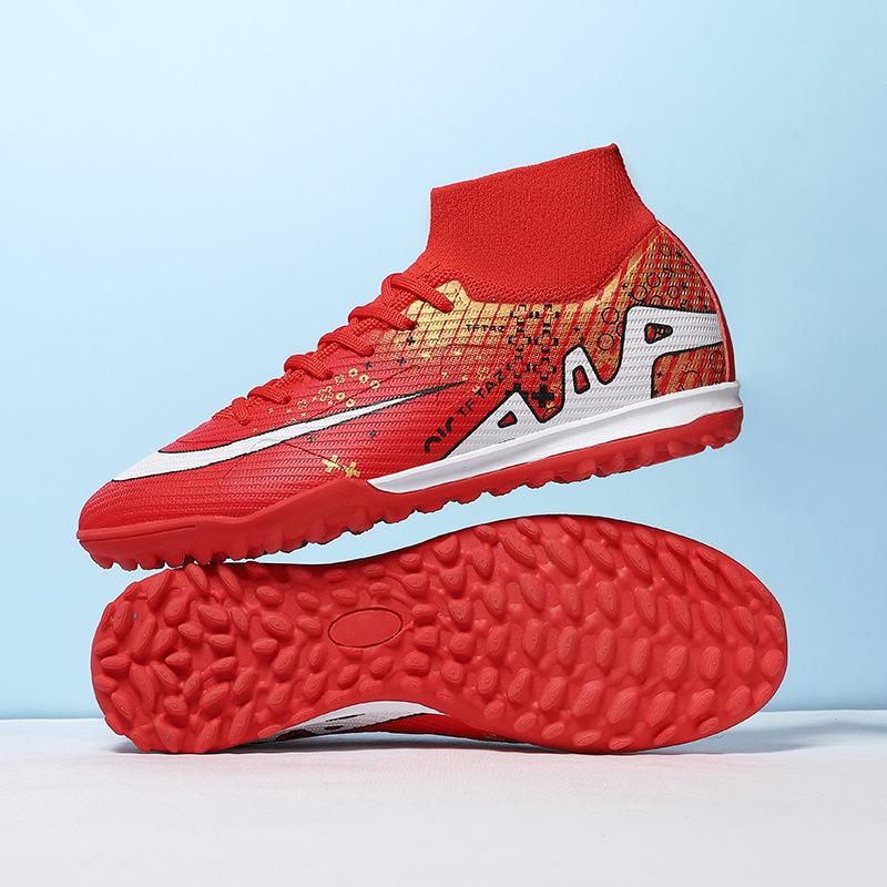 New seamless fly-woven European Cup high-top football shoes, youth spikes, professional training sports shoes