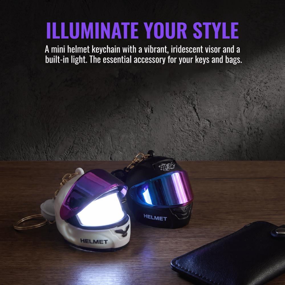 Matte Motorcycle Helmet Keychain Luminous Key Ring Fashion Key Pendant Backpack