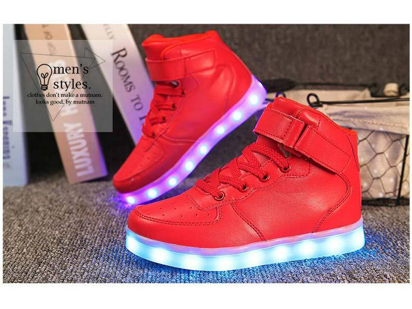 LED Light-Up High-Top Kids' Fashion Sneakers
