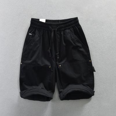 Herren Sommer Einfarbiges Design Lässige Arbeitsshorts Retro Gerade Hose