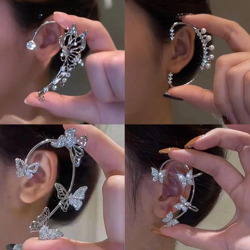 Orecchini A Farfalla Con Cristallo E Zirconi - Oro Rosa, Argento Sterling Ipoallergenico