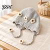 Fashionable Wavy Lace Brim Hat Baby Winter Woolen with Floral Decor Windproof Warm Knitted Toddler Girl Gift for Hat Ear Protection Cap Autumn