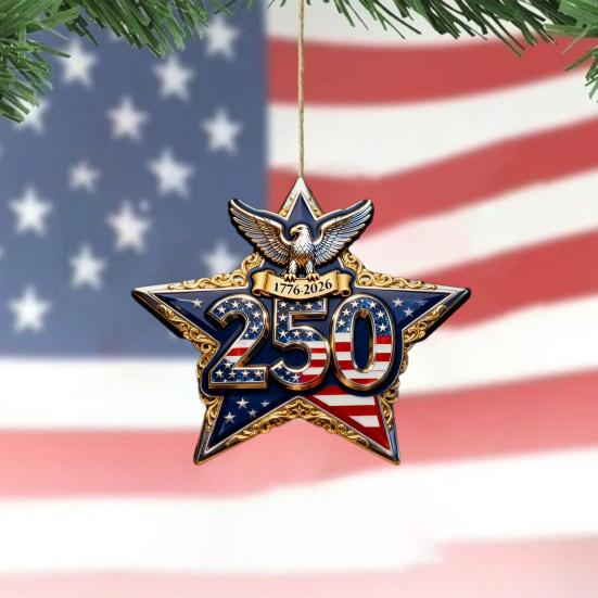 Yousheng 4 Stück/Set Amerika 250. Jahrestagsdekoration 2D Flacher Acrylanhänger 1776 bis 2026 Gedenk-Hängeornament für Weihnachtsbaum Tür Auto
